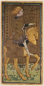 El caballero de copas, facsímil de una carta del tarot del mazo 